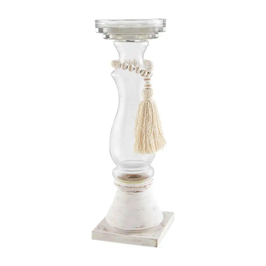Glass Wood Bead Candlestick