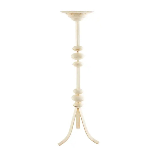 White Distress Candlestick Large