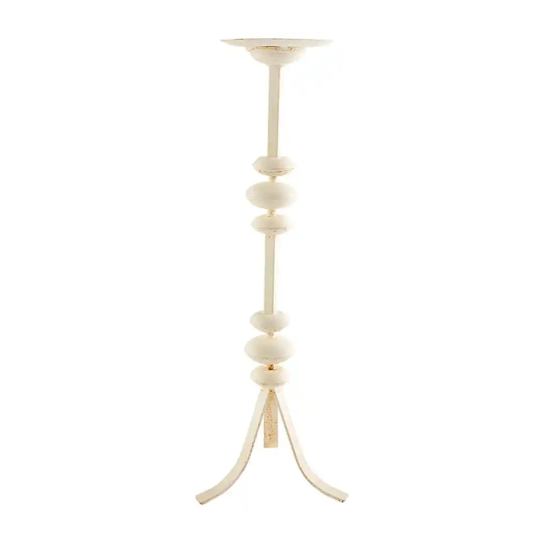 White Distress Candlestick Med