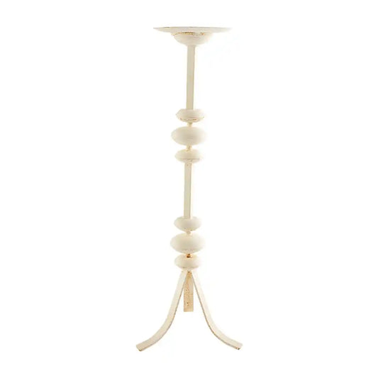 White Distress Candlestick Med