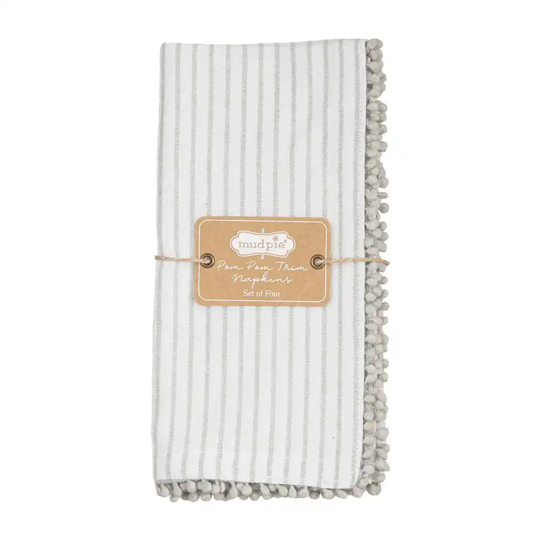 Gray Dot Pom Napkin Set