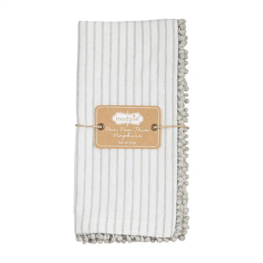 Gray Dot Pom Napkin Set