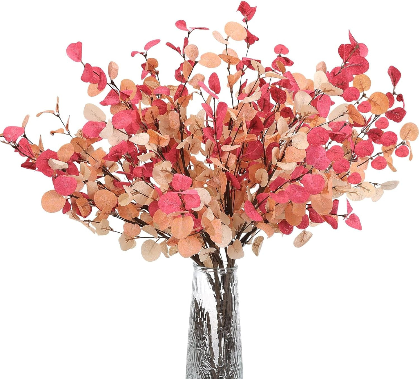 CEWOR 10-Piece Artificial Eucalyptus Stems Set -Home Decor Fall Flowers Eucalyptus Leaves Berry Pumpkins for Autumn, Thanksgiving, and Wedding Decorations Home & Garden > Decor > Seasonal & Holiday Decorations CEWOR Orange-Red