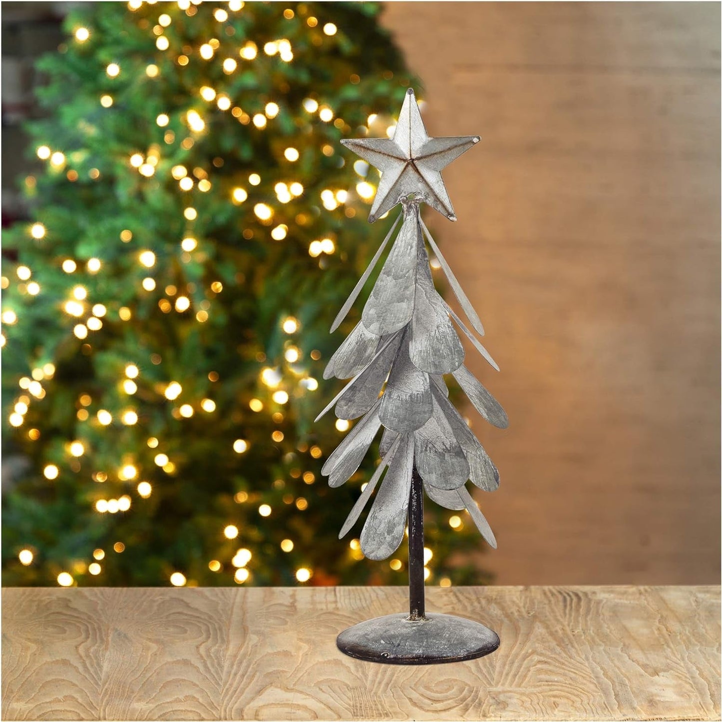 Glitzhome Iron Galvanized Christmas Tree Table Décor Ornament Display Tree Stand,18" H Home & Garden > Decor > Seasonal & Holiday Decorations Glitzhome 15"H