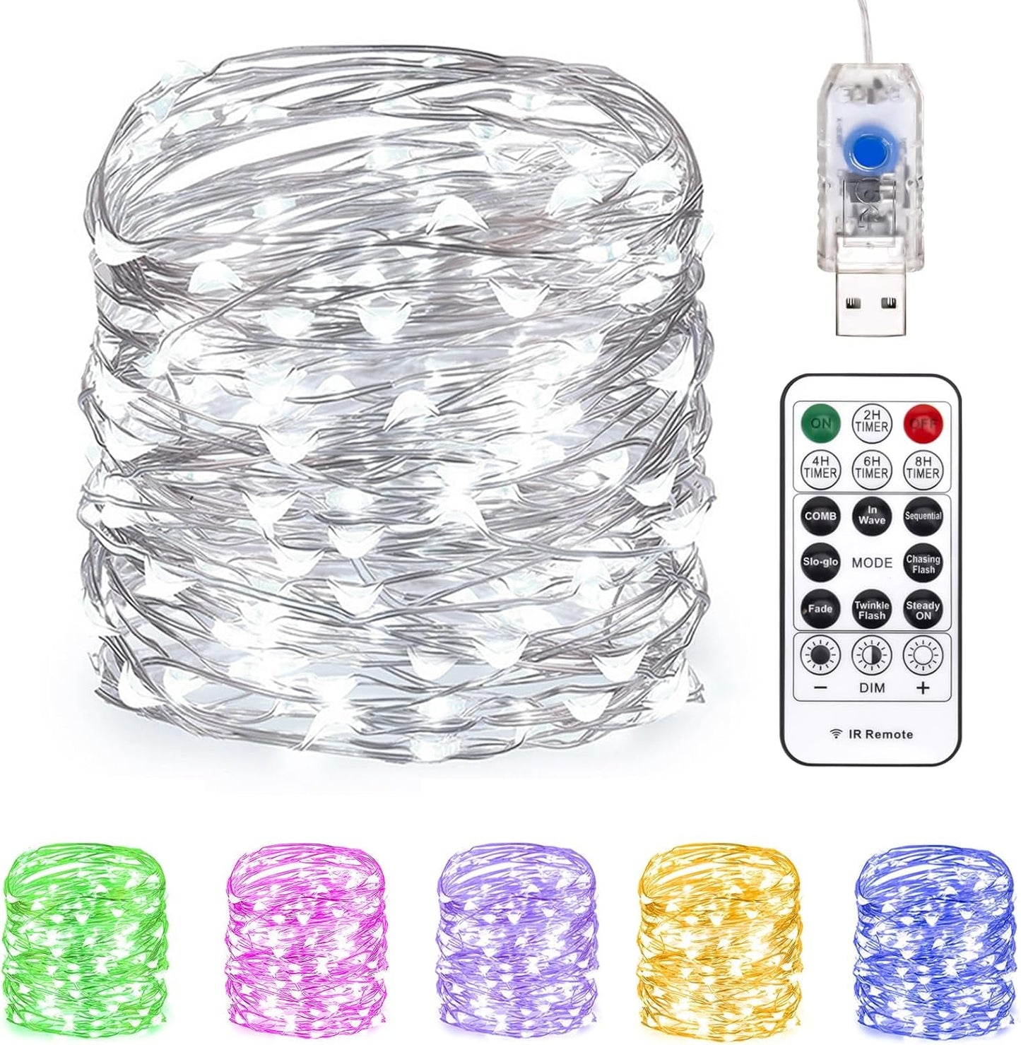 Fairy Lights 66 Ft 200 LED USB Twinkle String Lights Plug in Silver Wire Lights with Remote and Timer 8 Modes Outdoor Waterproof Starry Lights DIY Party Wedding Christmas Decoration（Warm White） Home & Garden > Decor > Seasonal & Holiday Decorations Siuholi-1 White-33Ft 33Ft