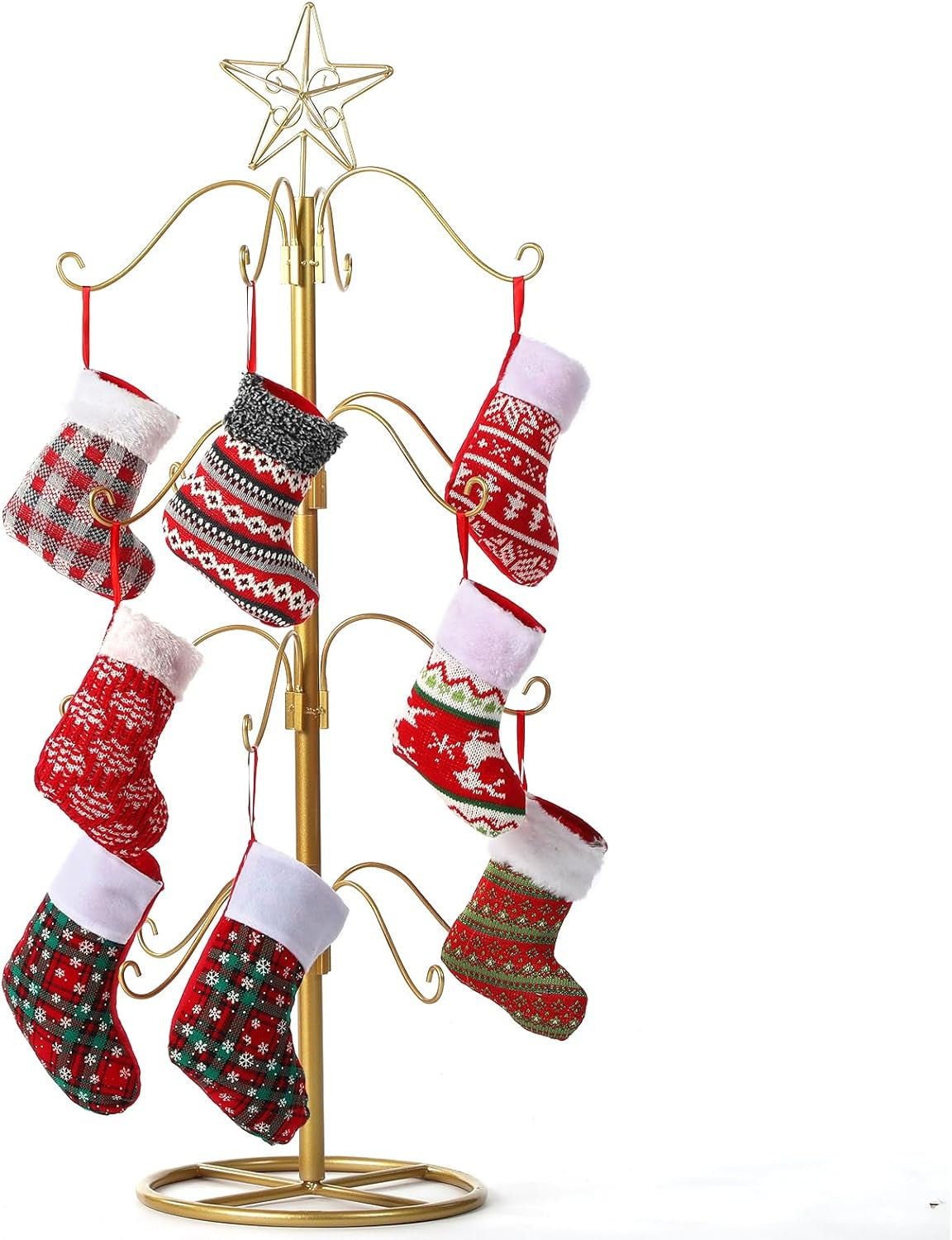 Blulu 39 Inch Metal Christmas Stocking Tree Stand Metal Ornament Display Tree Ornament Stand Hanging Hook Display Stands Metal Tree Display for Christmas Holiday Decoration Party Supplies(Black) Home & Garden > Decor > Seasonal & Holiday Decorations Blulu Gold