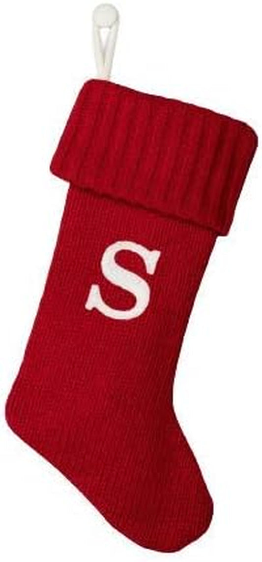 Wondershop Holiday Christmas Stocking Knit Red Monogram Letter S Measures 20"