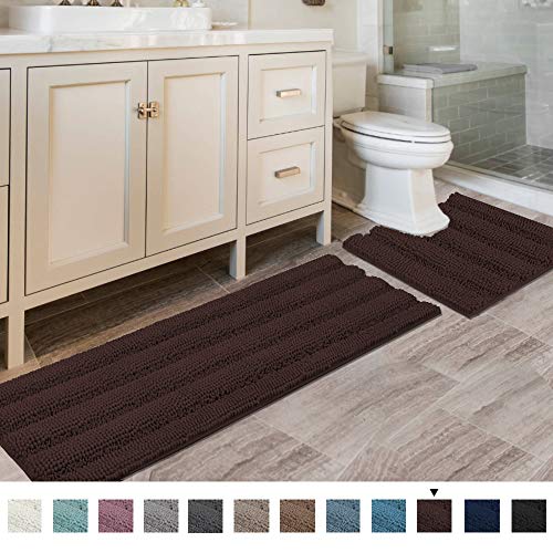 PrimeBeau U Sharp Stripe Bath Rug Contour Set