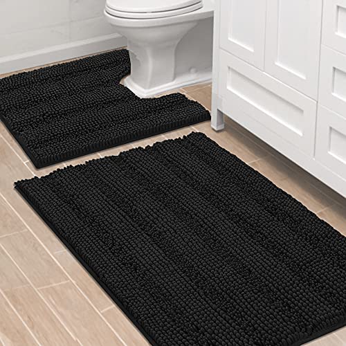 PrimeBeau U Sharp Stripe Bath Rug Contour Set