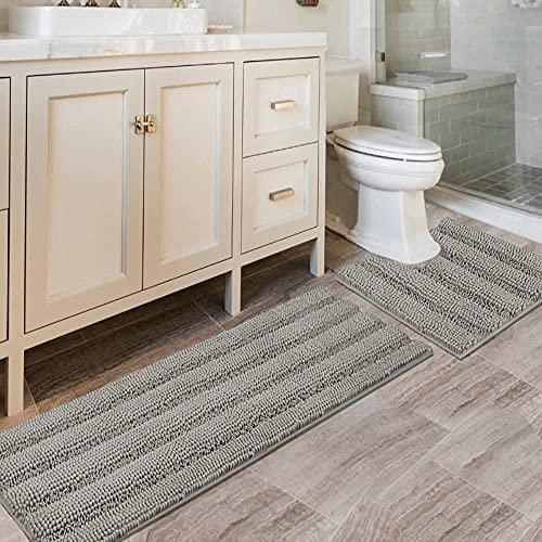 PrimeBeau U Sharp Stripe Bath Rug Contour Set