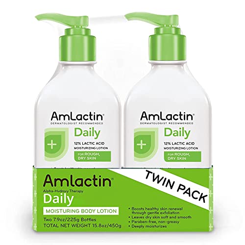 AmLactin Daily Moisturizing Lotion for Dry Skin �?7.9 oz Pump Bottles (Twin Pack) �?2-in-1 Exfoliator-Body Lotion with 12% Lactic Acid, Dermatologist-Recommended (Packaging May Vary)