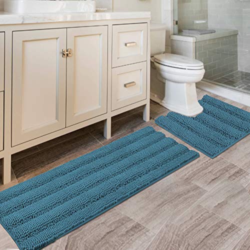 PrimeBeau U Sharp Stripe Bath Rug Contour Set