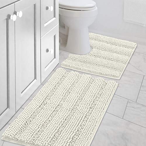 PrimeBeau U Sharp Stripe Bath Rug Contour Set