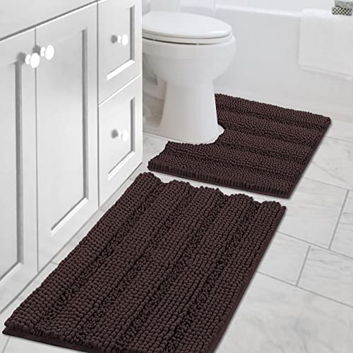 PrimeBeau U Sharp Stripe Bath Rug Contour Set