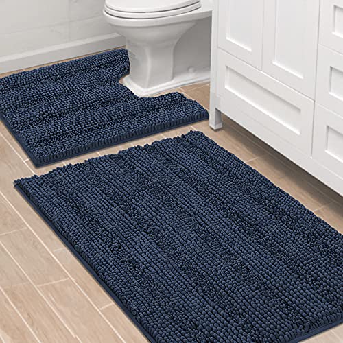 PrimeBeau U Sharp Stripe Bath Rug Contour Set