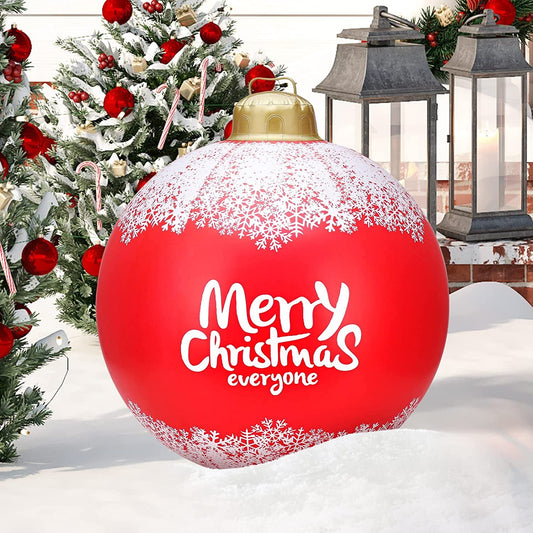 VIKASI Christmas Inflatables Outdoor Decorations, Remote Control Blow up Red Christmas Ball Christmas Decor with 16 Color LED Lights Built-In for Holiday Party Yard Garden Lawn