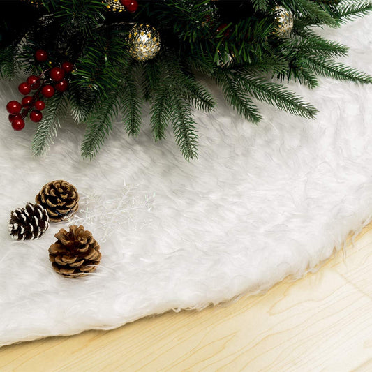 GIGALUMI Christmas Tree Skirts 48 Inch White Faux Fur Tree Mat, Christmas Tree Plush Skirt, Tree Skirt Christmas Decorations for Xmas Holiday Home Party Ornaments (Large)