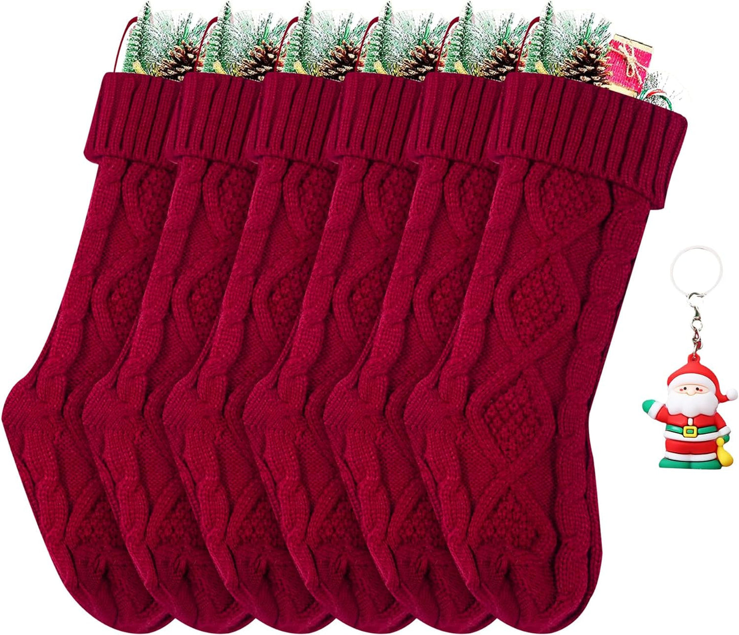 ZGCYSMHT Christmas Stockings 18 Inches Classic Cable Knitted Set Large Classic Fireplace Hanging Stockings for Kids,Family Stocking Holiday Party Xmas Decoration（Red White Green Pack 6 ） Home & Garden > Decor > Seasonal & Holiday Decorations ZGCYSMHT Red Pack 6