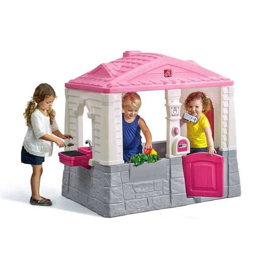 Toddler Playhouse Neat And Tidy Cottage Pink Built-in Floor Kitchen Seat Table
