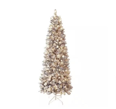 VEIKOUS 7.5 ft. Pre-Lit LED Artificial Christmas Tree Pencil Flocked - $60