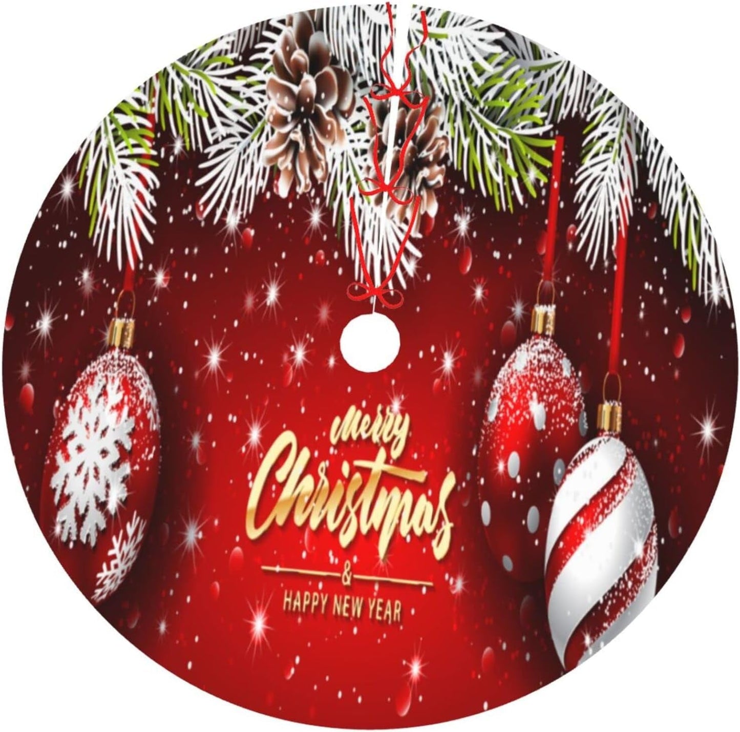 Christmas Tree Skirt Poinsettia Gold Snowflake Christmas Xmas 36 Inch Xmas Skirts for 4 Ft Pencil Tree Holiday New Year Party Decoration Home & Garden > Decor > Seasonal & Holiday Decorations SUPLUCHOM A03