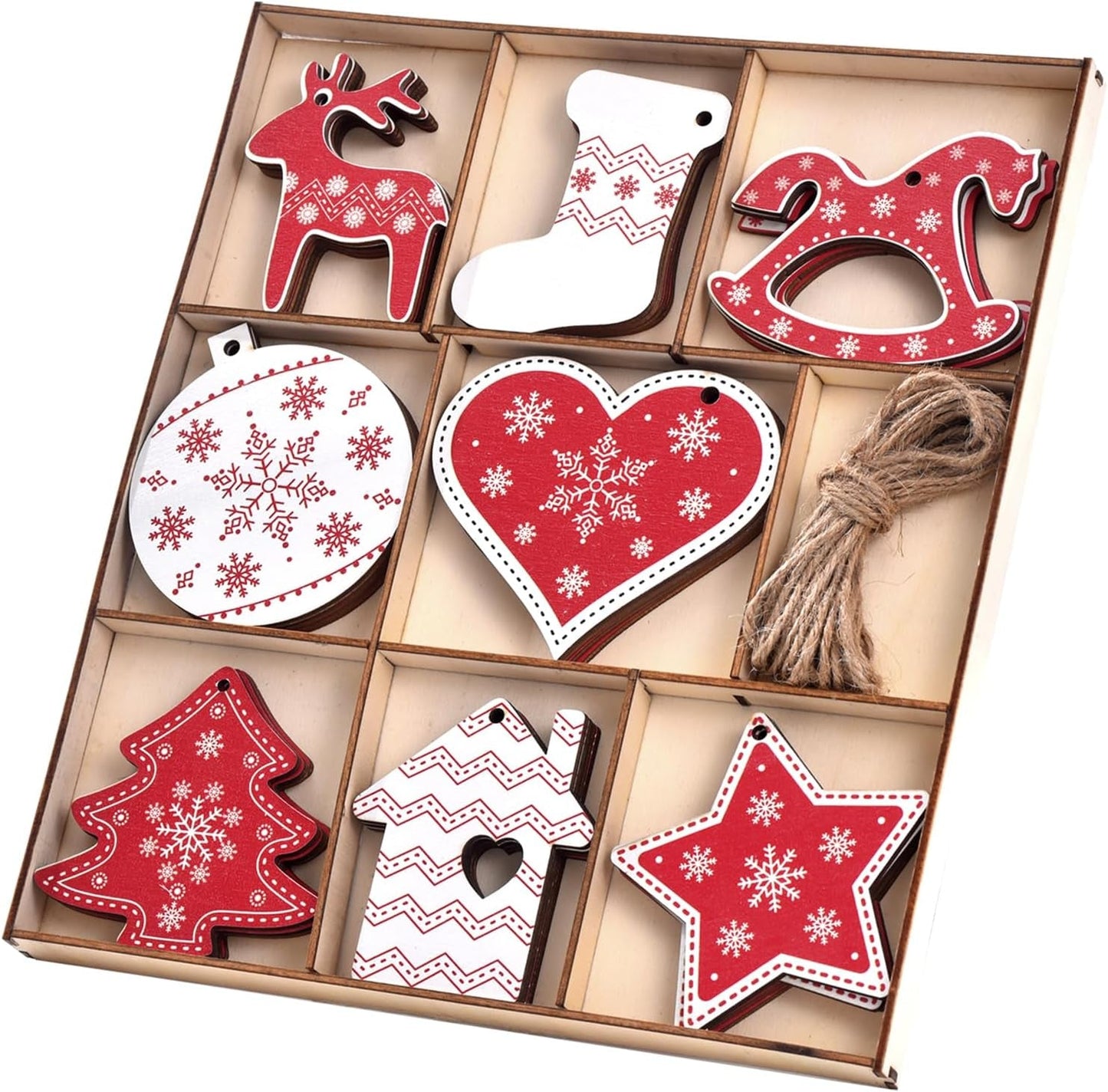 Christmas Ornaments, IDATOO 36 PCS Wooden Christmas Tree Hanging Decorations, Farmhouse Rustic Personalized Gift for Christmas Home Xmas Tree Window Door Accessories (36 Pcs) Home & Garden > Decor > Seasonal & Holiday Decorations HD--03 32Pcs