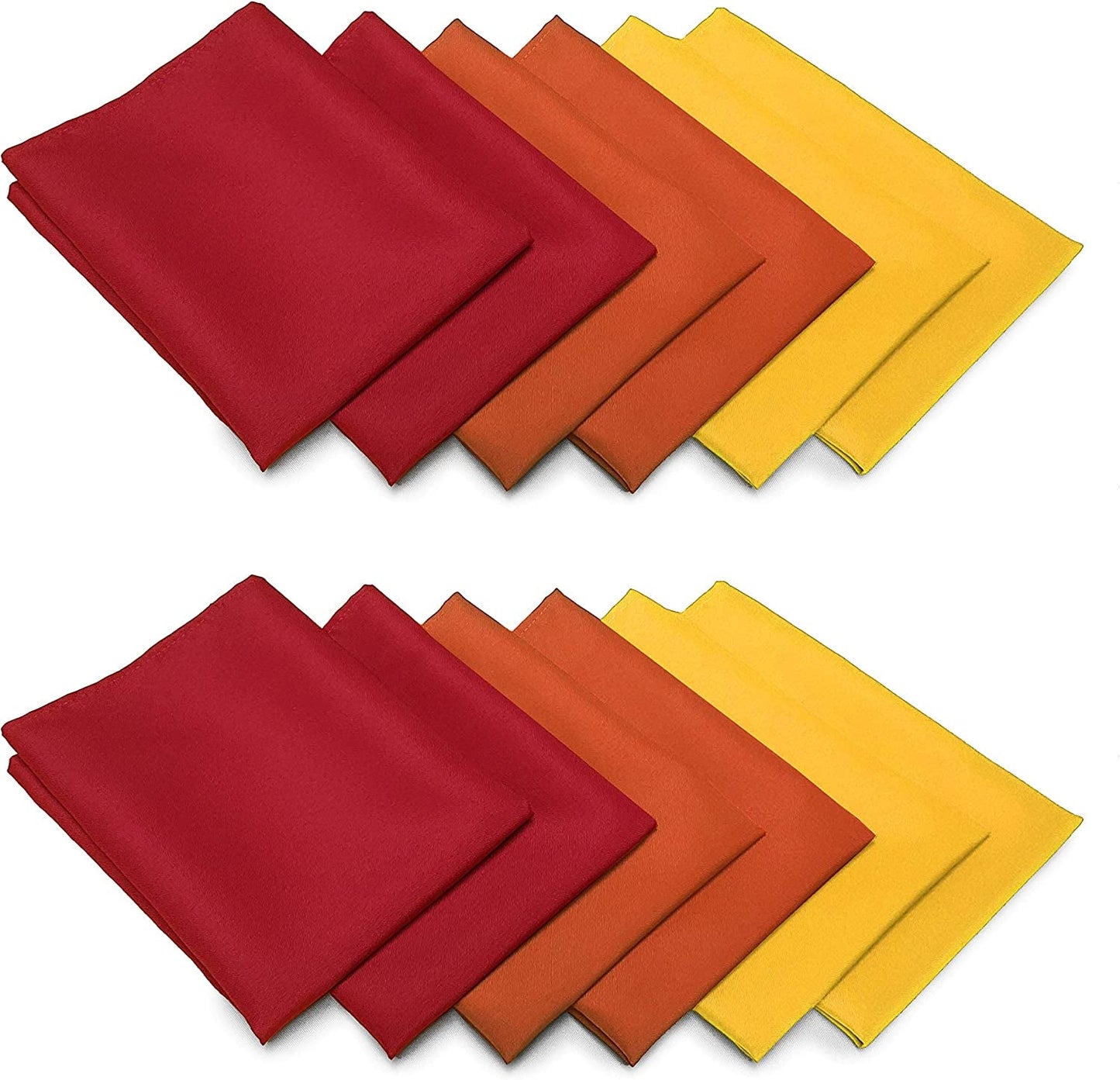 Tablelinensforless Thanksgiving/Fall Cloth Napkin Sets (12 Pack, Gold/Burnt Orange/Red)
