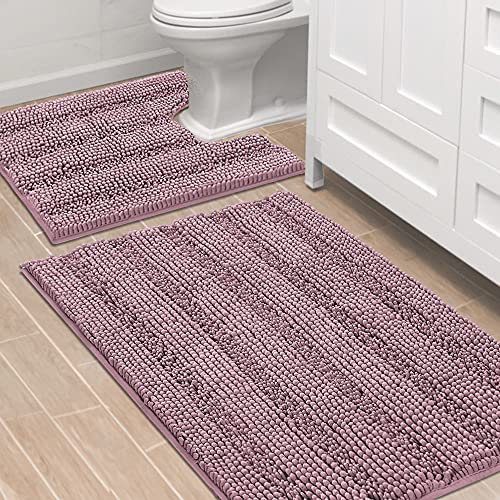 PrimeBeau U Sharp Stripe Bath Rug Contour Set