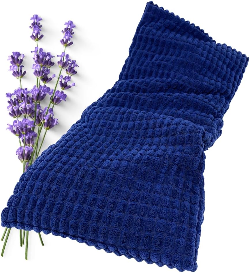 Solayman's Lavender Heating Pad Microwavable with Blue Removable Cover - Warm Compress Moist Heating pad for Back Pain Relief