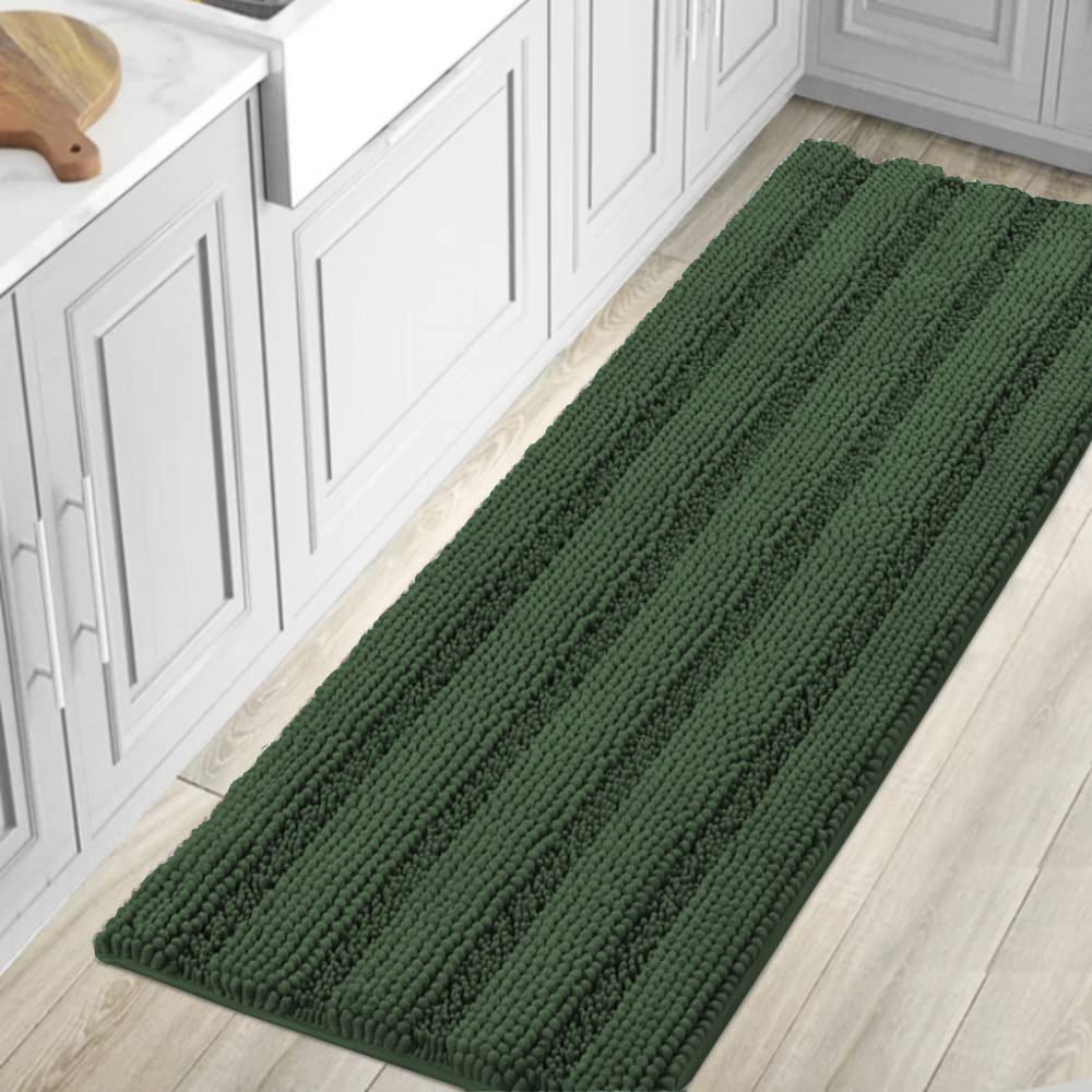 PrimeBeau Luxury Chenille Striped Bath Mats Set | Ultra Thick & Absorbent Non Slip Rugs 59“ x 20"
