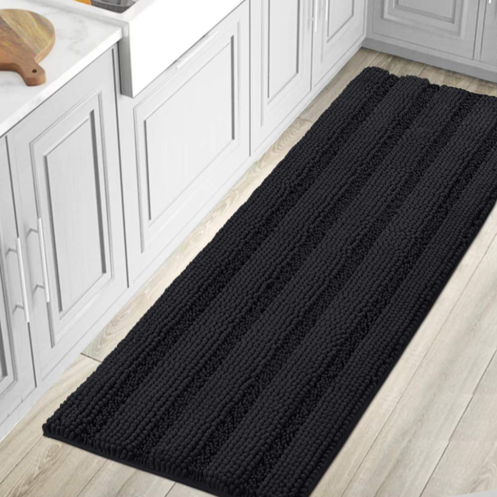 PrimeBeau Luxury Chenille Striped Bath Mats Set | Ultra Thick & Absorbent Non Slip Rugs 59“ x 20"