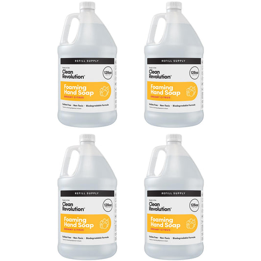 Clean Revolution Foaming Hand Soap Refill Supply Container, Ready to Use Formula, Gluten Free, Dreamy Citrus Fragrance, 128 Fl. Oz, 4 Pack