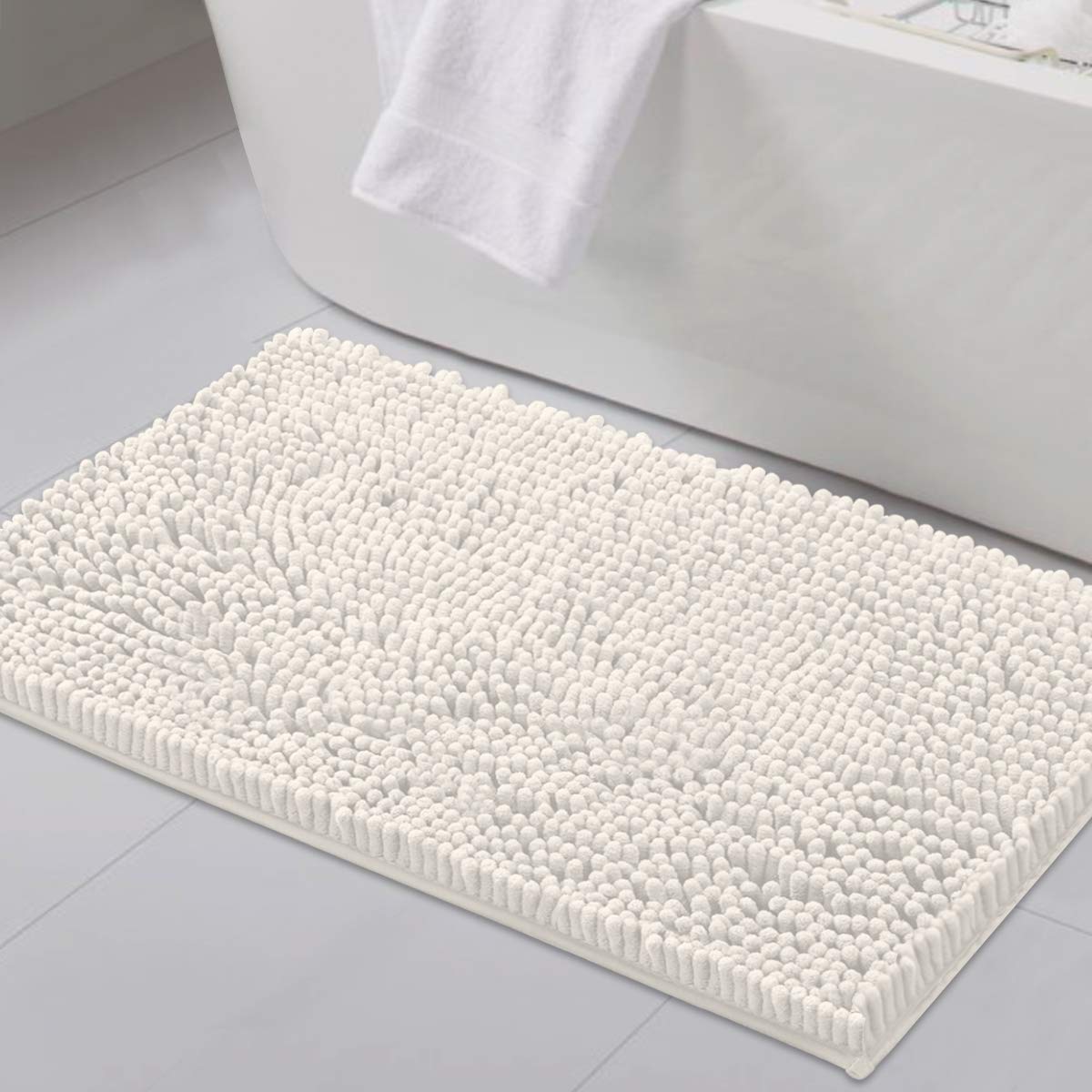 PrimeBeau Luxury Chenille U Shaped Bathroom Rug -Absorbent,Washable,Dry Fast Area Carpet Mats 1 Piece