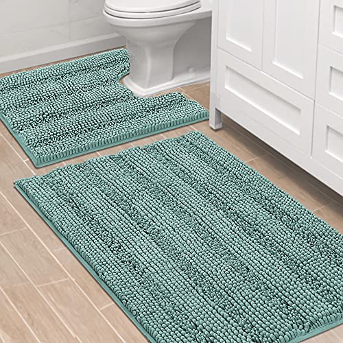 PrimeBeau U Sharp Stripe Bath Rug Contour Set