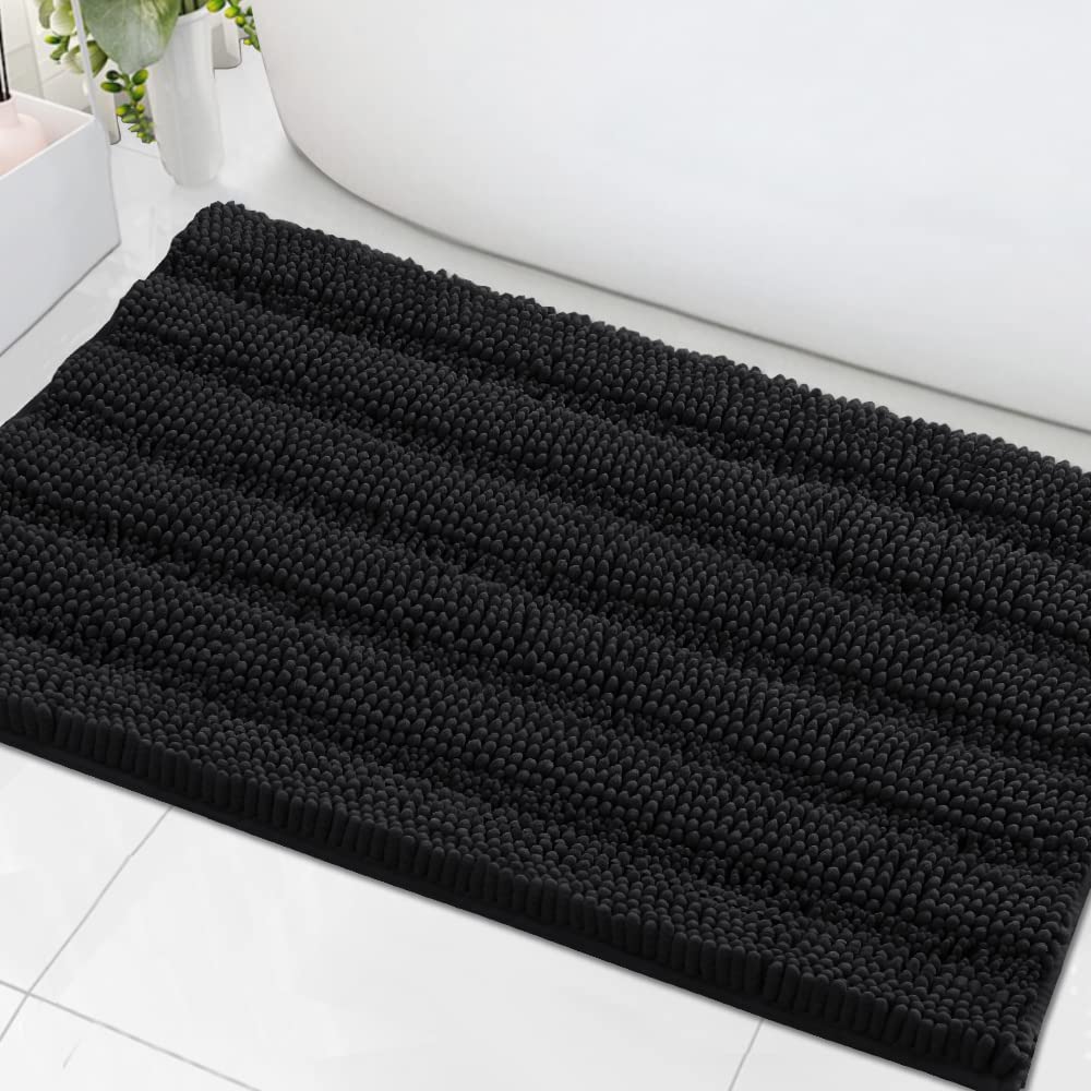 PrimeBeau Luxury Chenille Striped Bath Mats Set | Ultra Thick & Absorbent Non Slip Rugs 24“ x 36"