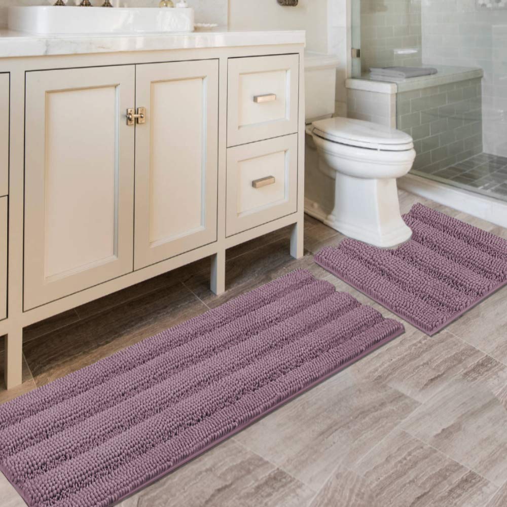 PrimeBeau U Sharp Stripe Bath Rug Contour Set