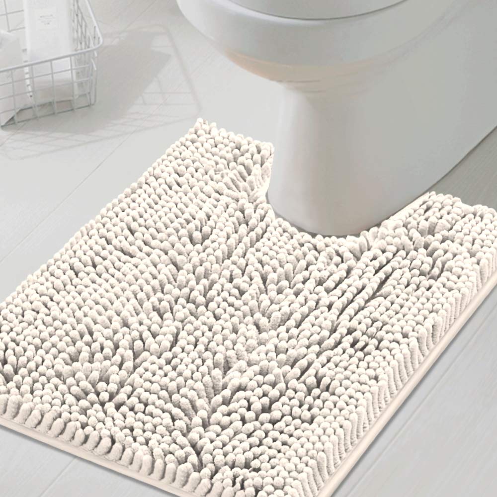 PrimeBeau Luxury Chenille U Shaped Bathroom Rug -Absorbent,Washable,Dry Fast Area Carpet Mats 1 Piece