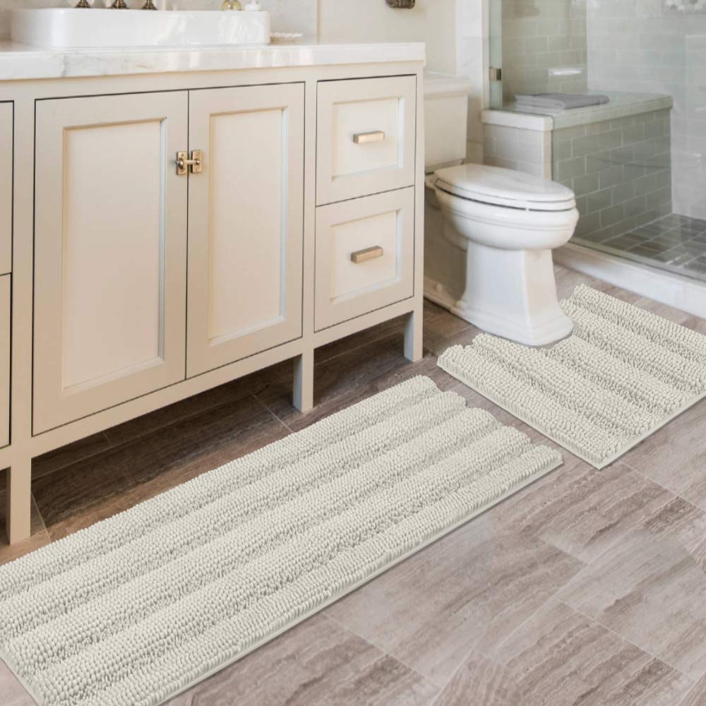 PrimeBeau U Sharp Stripe Bath Rug Contour Set