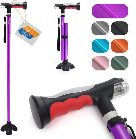 Bigalex Folding Walking Cane with Two Led Lights for Elderly Solid Base Adjustable Walking Stick with Carrying Bag for Man/Woman Home & Garden > Decor > Seasonal & Holiday Decorations NINGHAI XIAN TAIAIER HUWAIYONGPIN YOUXIANGONGSI Purple