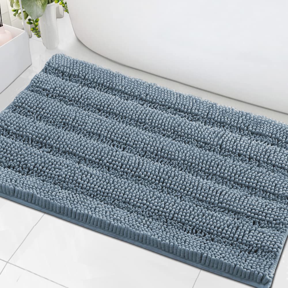 PrimeBeau Luxury Chenille Striped Bath Mats Set | Ultra Thick & Absorbent Non Slip Rugs 24“ x 36"