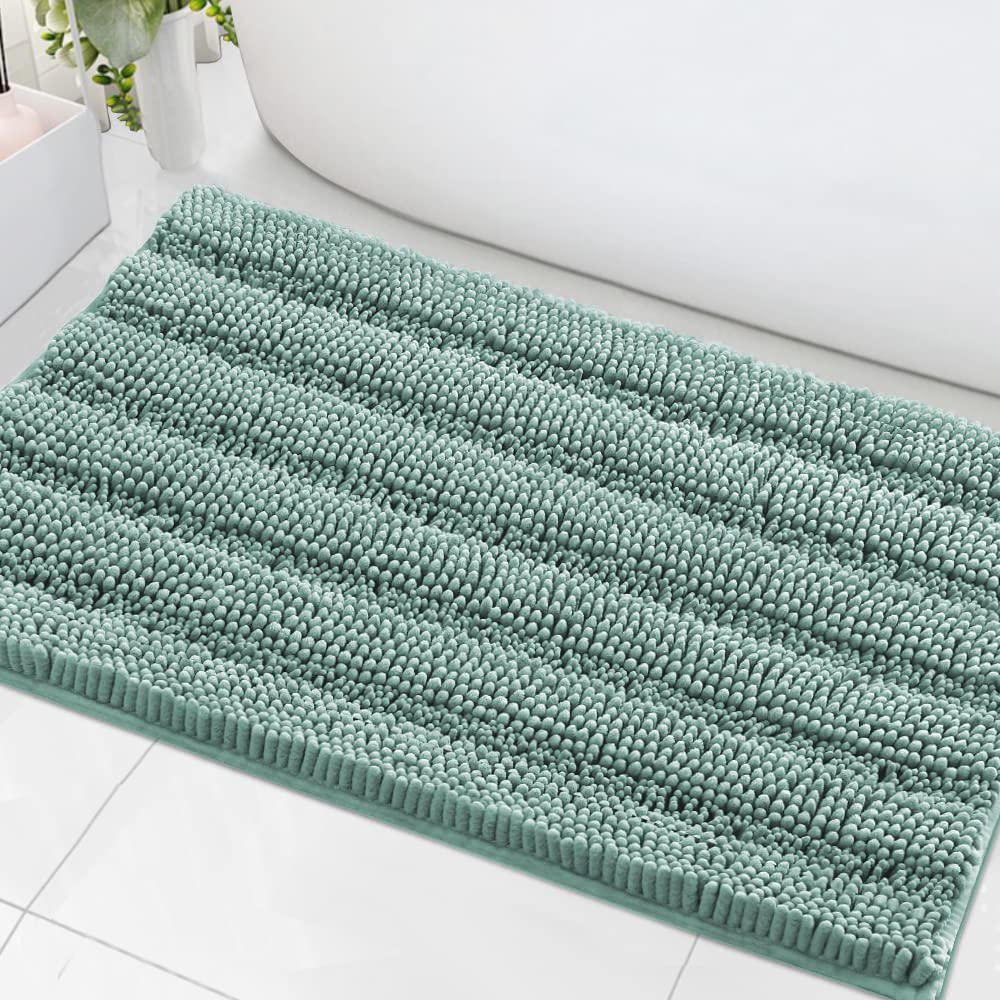 PrimeBeau Luxury Chenille Striped Bath Mats Set | Ultra Thick & Absorbent Non Slip Rugs 24“ x 36"