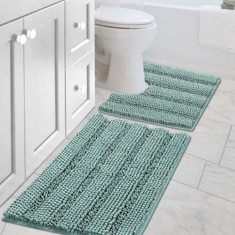 PrimeBeau U Sharp Stripe Bath Rug Contour Set