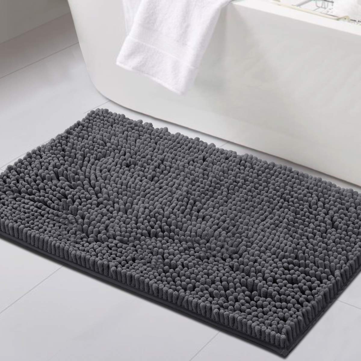 PrimeBeau Luxury Chenille U Shaped Bathroom Rug -Absorbent,Washable,Dry Fast Area Carpet Mats 1 Piece