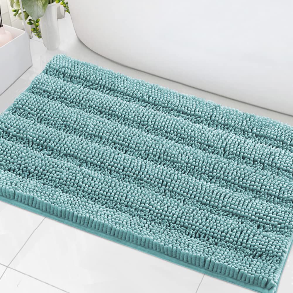 PrimeBeau Luxury Chenille Striped Bath Mats Set | Ultra Thick & Absorbent Non Slip Rugs 24“ x 36"