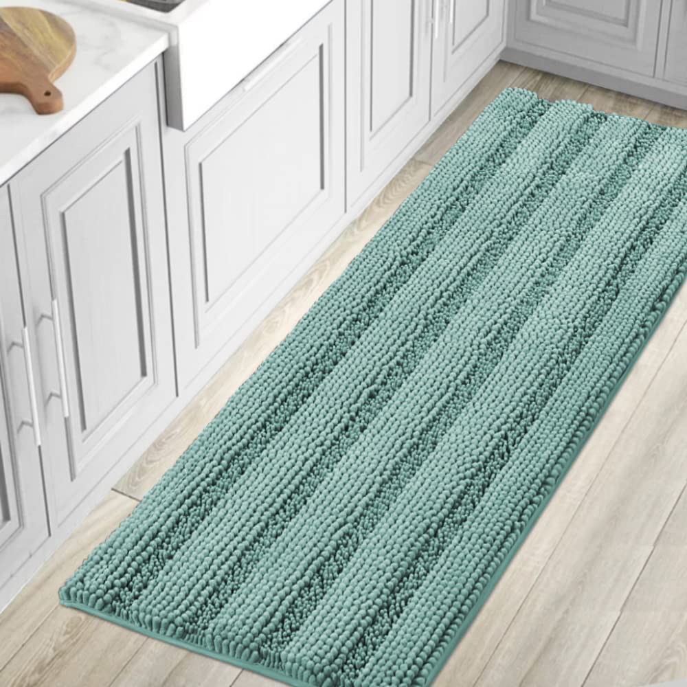 PrimeBeau Luxury Chenille Striped Bath Mats Set | Ultra Thick & Absorbent Non Slip Rugs 59“ x 20"