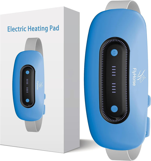 Electric Heating Pad, Portable Cordless Menstrual Heating Pad with 4 Heat Levels and 4 Massage Modes, Fast Large Heating Belly Wrap Belt (SkyBlue)