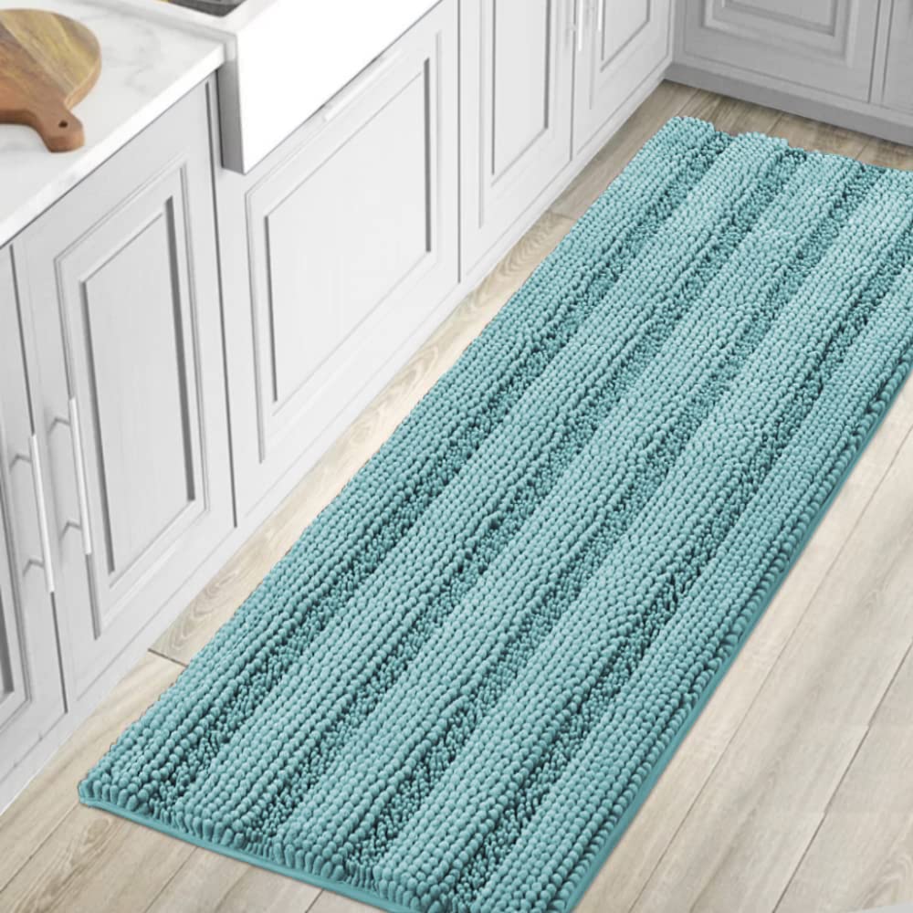 PrimeBeau Luxury Chenille Striped Bath Mats Set | Ultra Thick & Absorbent Non Slip Rugs 59“ x 20"