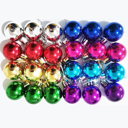 SDQ 24 Pack Multicolor Mini Glitter Ball Set of 8 Color Miniature Rustic Christmas Ornaments Christmas Tree Decorations for Small Trees 1.2 Inche