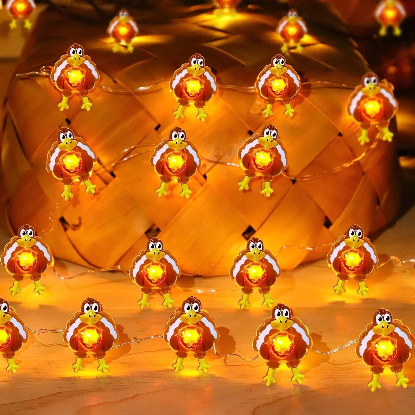 TURNMEON 10 Ft 30 LED Thanksgiving Turkey Lights Decorations Battery Operated Copper Wire Fairy String Lights Thanksgiving Lights Decoration Home Indoor Outdoor Party Autumn Harvest Decor