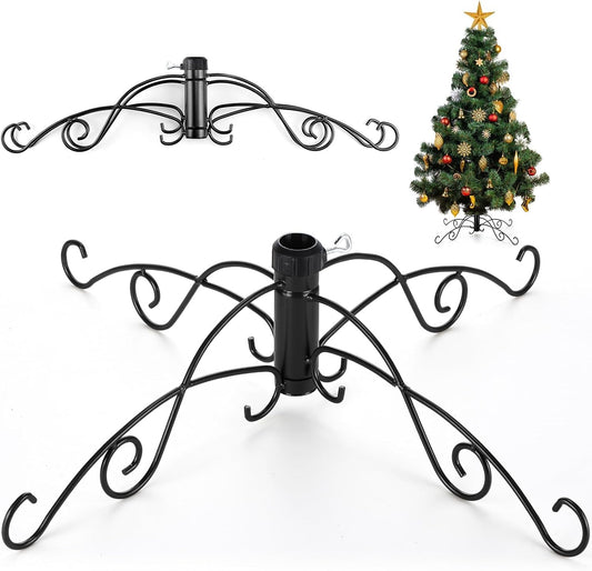 Syhood Artificial Christmas Tree Stand Base Replacement Metal Xmas Tree Stand Foldable Tree Holder up to 7.5 Ft Height, 1.26 Inches in Diameter Maximum Weight 80 Pounds for Home Xmas (Black)